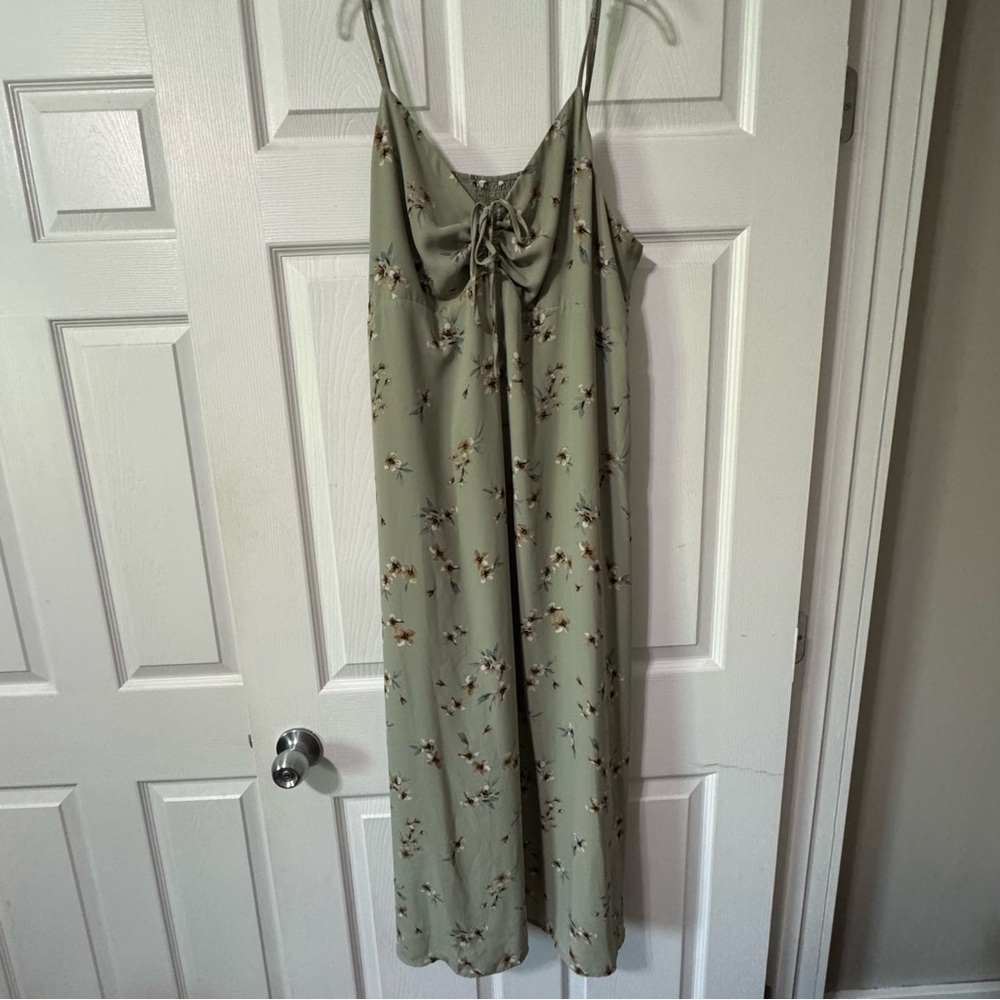 Vintage Flower Dress maxi XXL 2XL Green Women summer floral